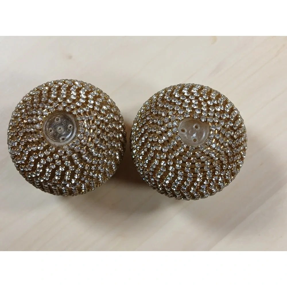 Crystal Rhinestone-Encrusted Decorative Sphere‎ Salt & Pepper Shakers